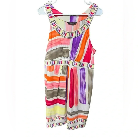 BCBG Max Azria Watercolour Brush Stroke Mini Dress Halter summer party wedding